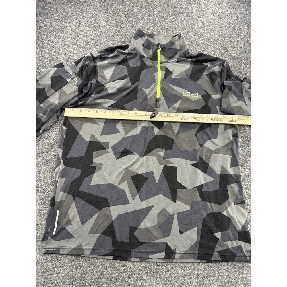 Polo Sport Ralph Lauren ThermoVent Camo Quarter Zip Men’s XL Gray Performance